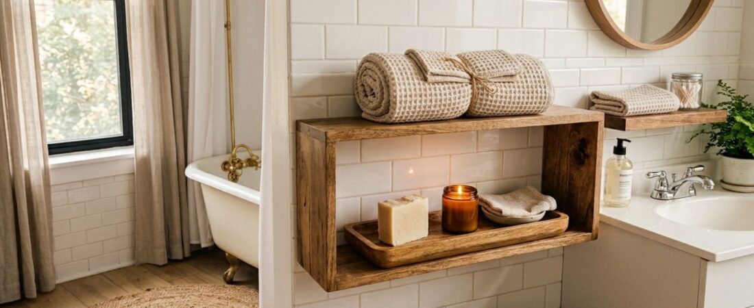 Small bathroom decor ideas for a rental bathroom under 50 dollars