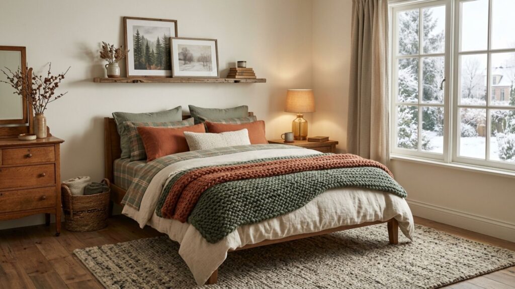 Cozy winter bedroom ideas for a rental bedroom under $75