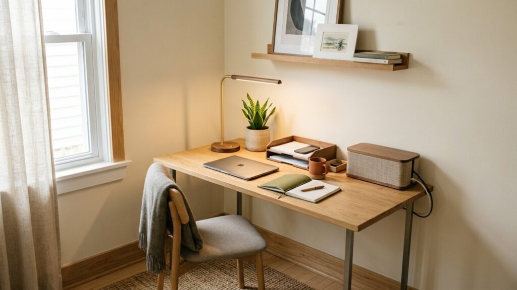 Small home office decor ideas for a corner workspace