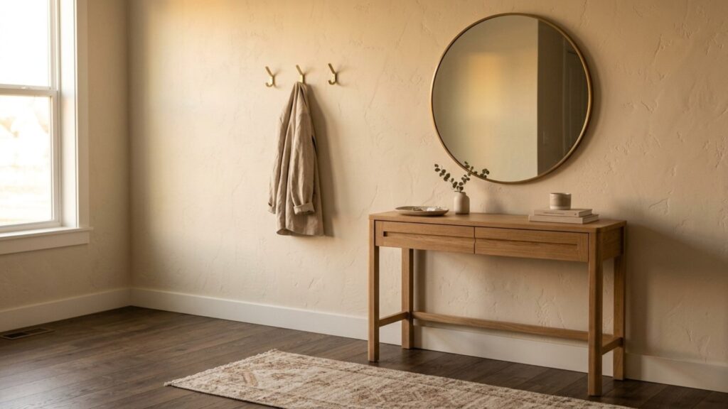 Complete minimalist entryway for a small apartment under 90 dollars