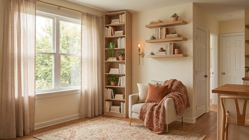 small apartment living room ideas with a properly sized area rug